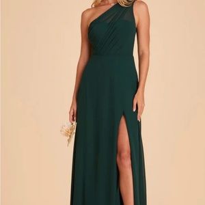 Birdy grey emerald bridesmaid dress with slit
